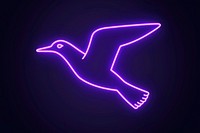 Seagull icon neon background purple.