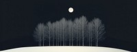 Winter forest and moon nature night trees.