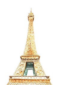 Eiffel tower landmark watercolor paris.