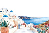 Santorini island watercolor santorini white.