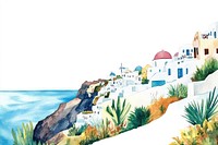 Santorini island watercolor santorini white.