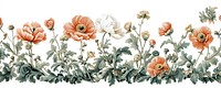 Opium flowers borders art painting pattern.