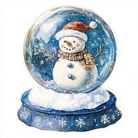 Christmas snow globe snowman watercolor christmas.