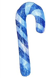 Christmas blue candy cane watercolor christmas confectionery.