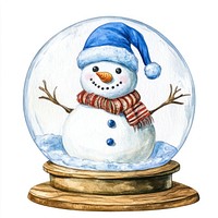 Christmas snow globe snowman watercolor winter.