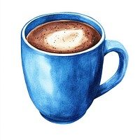 Blue Christmas mug drink watercolor chocolate.