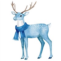 Blue Christmas reindeer watercolor animal scarf.