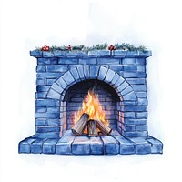 Blue Christmas brick fireplace illustration decorative indoors.