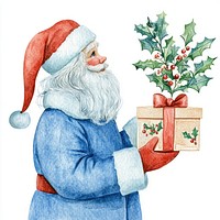 Christmas Mistletoe santa christmas watercolor blue.