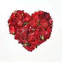 A heart-shaped arrangement of red rose roses illustration flower.