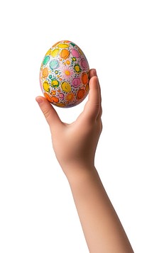 Hand raising Easter egg easter hand-painted celebration.