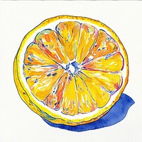 Lemon illustration watercolor fruit.