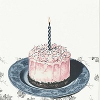 Birthday cake illustration dessert candle.