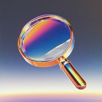 A glass magnifying glass sign icon illustration background rainbow.