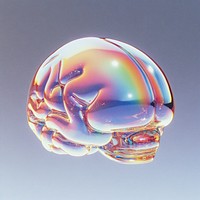 A glass brain icon illustration colors neuroscience.