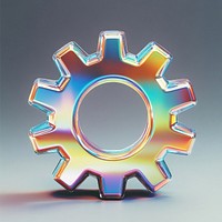 A glass gear sign icon illustration rainbow reflective.