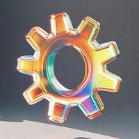 A glass gear sign icon illustration transparent rainbow.