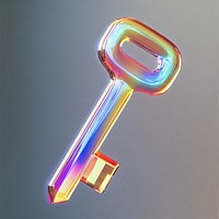 A glass key sign icon illustration reflective colorful.