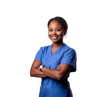 Female nurse background smiling crossed.