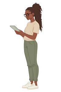 Brown teen woman with glasses illustration reading female.