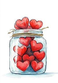 Jar watercolor heart cute.