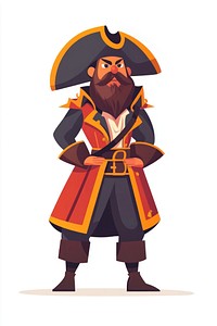 Captain pirate with beard illustration cartoon character.