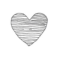 Minimal illustration of heart drawing black white.