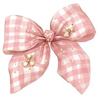 Coquette gingham bow ribbon illustration pink gold.