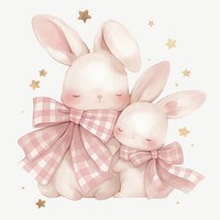 Coquette pair of bunny illustration bunnies pastel.