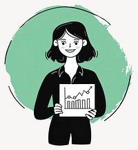 Women holding Stock graph woman green art vector