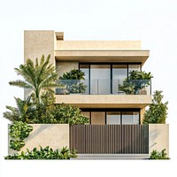 Real contemporary suburb house architecture building balcony.