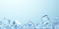 Frozen Ice cubes border ice background blue.