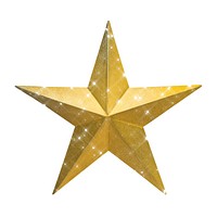 Golden star with sparkling details. The star shines brightly, with a golden hue. This golden star is perfect for festive decorations or awards. Festive holiday element isolated on white background.