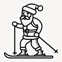 Santa skiing cartoon illustration vector