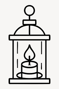 Minimalist lantern with candle illustration vector