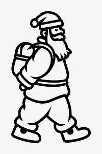 Santa walking cartoon outline vector