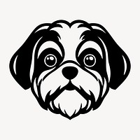 Adorable black-and-white dog illustration vector