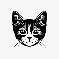 American shorthair cat face portrait, black outline clipart style illustration, transparent background