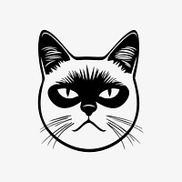 PNG Siamese cat  face portrait, black outline clipart style illustration, transparent background