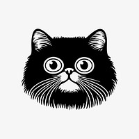 Persian cat face portrait, black outline clipart style illustration, transparent background