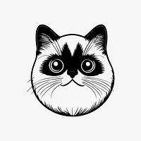 Siamese cat face portrait, black outline clipart style illustration, transparent background