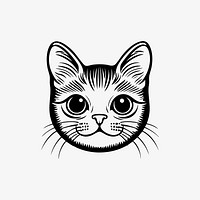 American shorthair cat face portrait, black outline clipart style illustration, transparent background