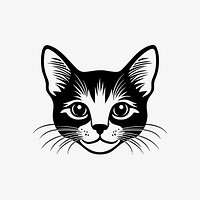 American shorthair cat face portrait, black outline clipart style illustration, transparent background