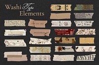 Vintage washi tape collection elements, element set