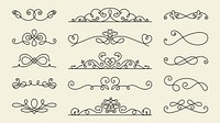 Vector set. Elegant black swirl designs, ornate and decorative. Swirl patterns for decorative use, ornate and intricate. Perfect for adding elegant, ornate touches. Hand drawn ornament vector set.