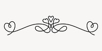 Elegant heart-themed decorative divider, hand drawn vector