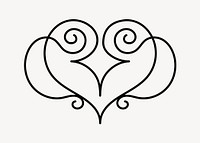 Elegant heart-shaped swirl design, hand drawn vector