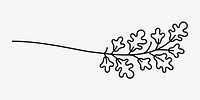 Minimalist oak leaf line art, hand drawn decoration