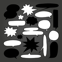 A collection of various black and white speech bubbles on a dark background. Speech bubbles in different shapes and sizes, perfect for comics or design projects. Message illustration vector.