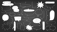 Chalkboard with various speech bubbles. Speech bubbles in different shapes. Chalkboard design with speech bubbles. Creative speech bubbles on chalkboard. Message illustration vector.